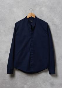 Camisa Manga Larga Cuello Mao Azul Marino - Miniatura 2