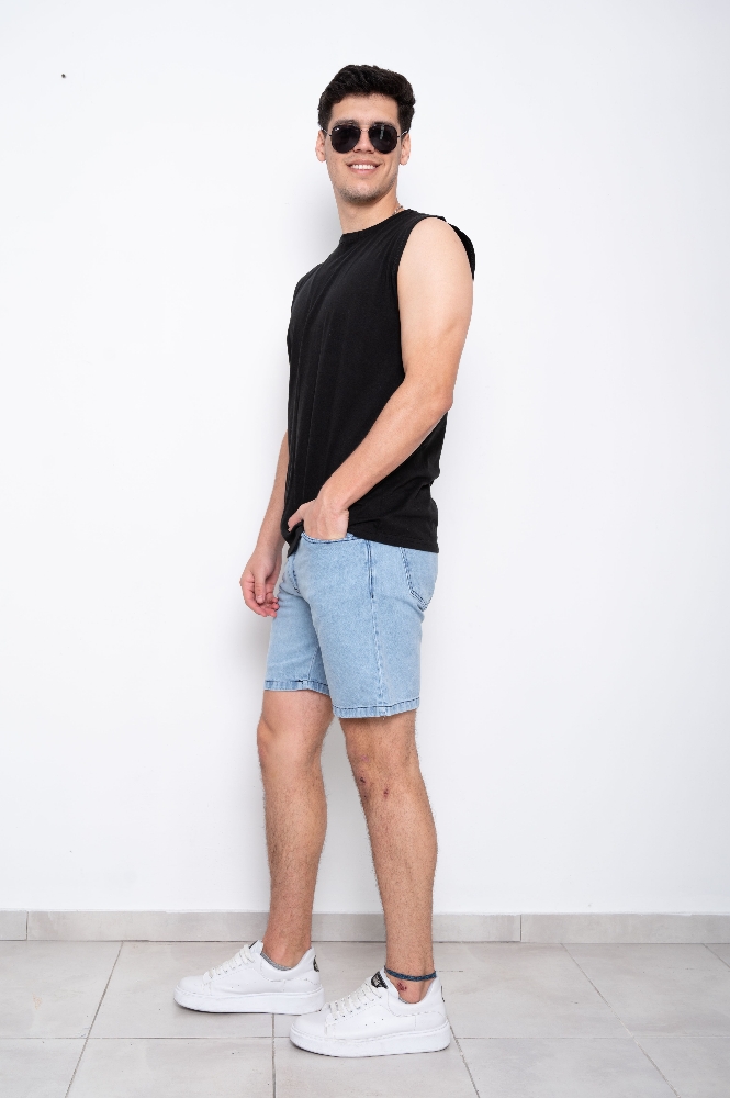Bermudas Jeans Mom Celeste Claro - Imagen 3