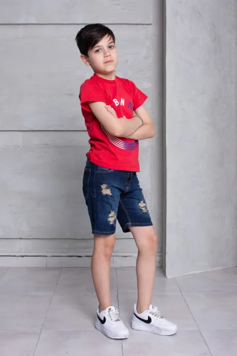 Bermudas Jeans Niños Oxido Roturas