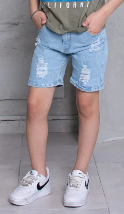 Bermudas Mom Niño Celeste Claro