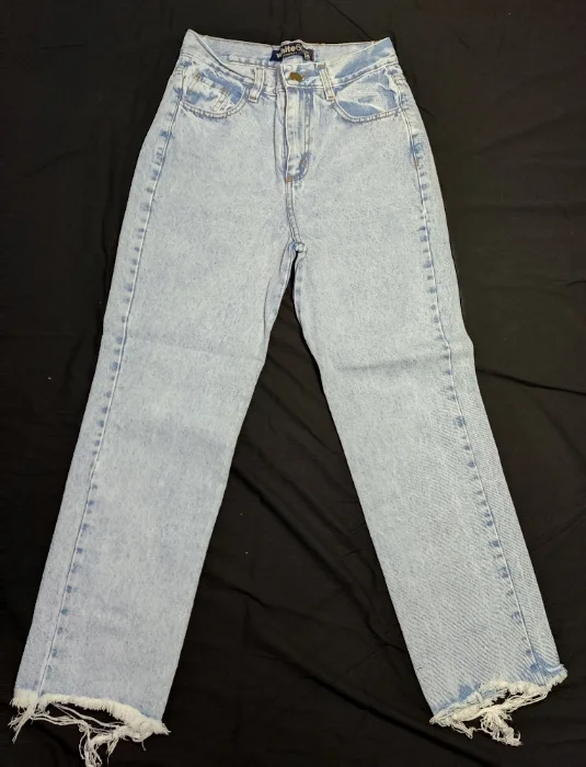 Pantalón Mom Recto Nevado Celeste de Dama