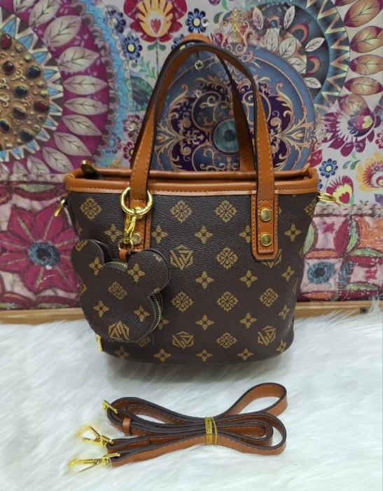 Cartera Estampada de Cuero Pu Incluye Llavero de Mini Trae Tira Desmontable