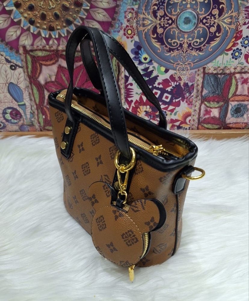 Cartera Estampada de Cuero Pu Incluye Llavero de Mini Trae Tira Desmontable - Imagen 5