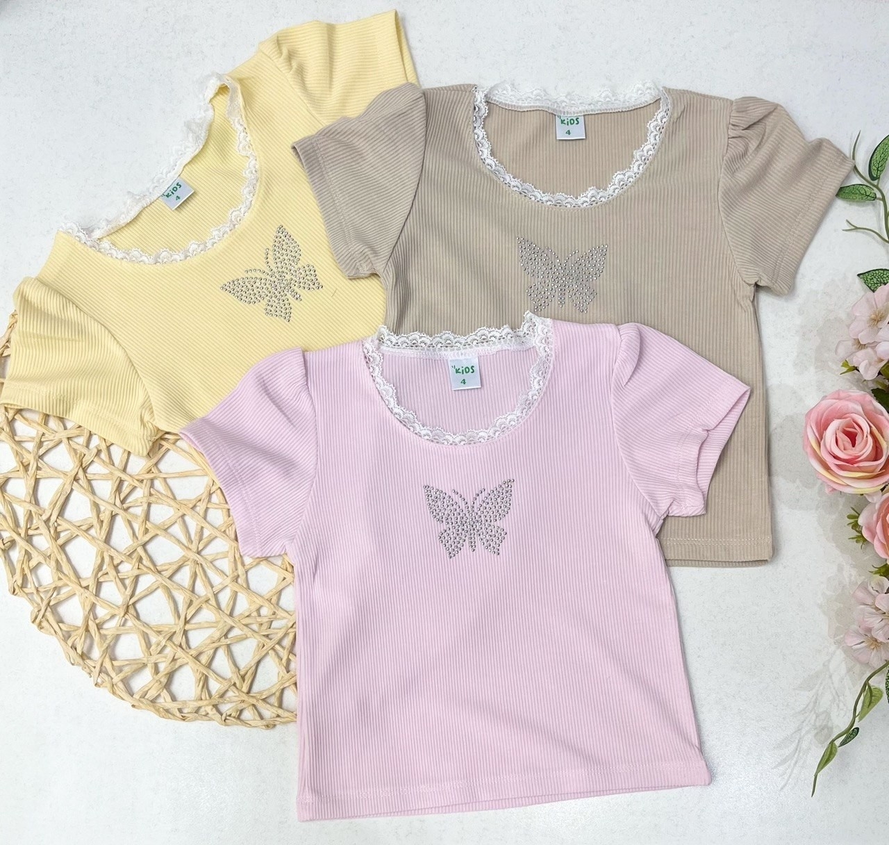 Remera Niña con Puntilla y Strass Mariposa - Imagen 5