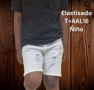 Bermuda Elastizadl Niño Blanco C/rotura