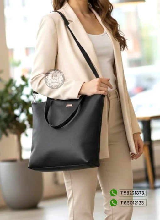 Cartera Bolso Tote Bag Forrada, Tira Desmontable, Mide 37cm × 28cm × 9cm Aprox