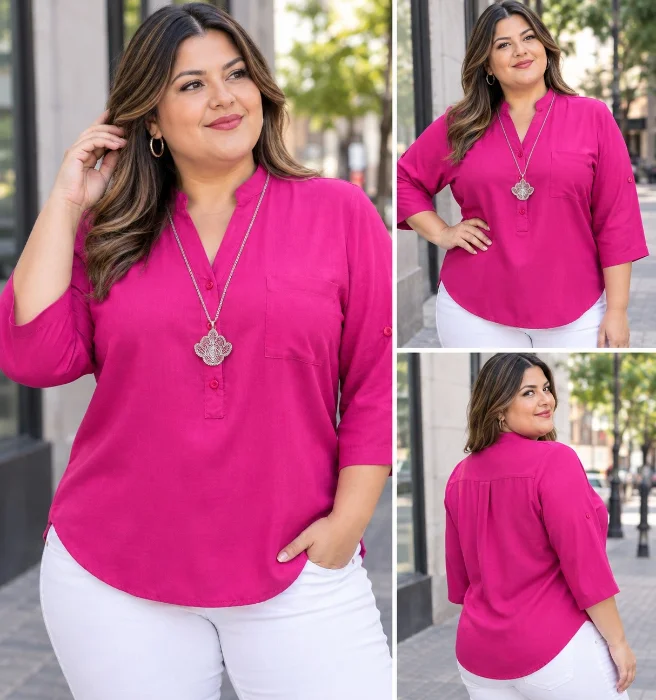 Camisolas Cuello Mao Mangas3/4 en Lisas