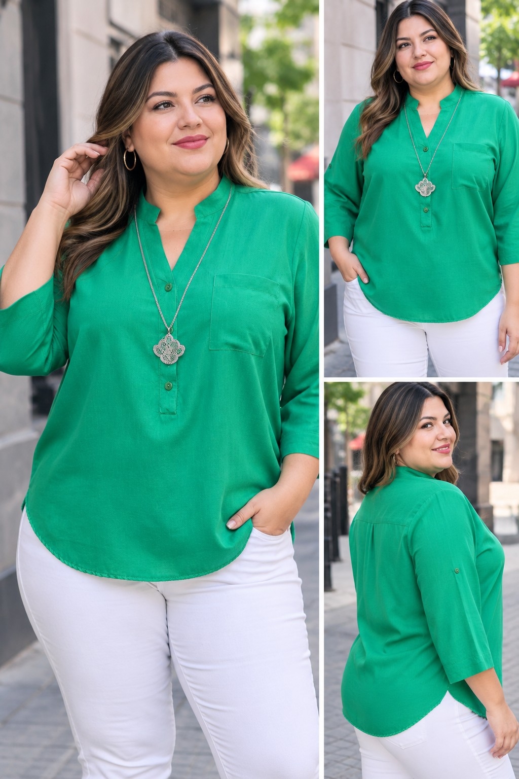 Camisolas Cuello Mao Mangas3/4 en Lisas - Imagen 3