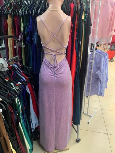 Vestido de Fiesta Glitter  Largo con Tajo y Cierre - Miniatura 3