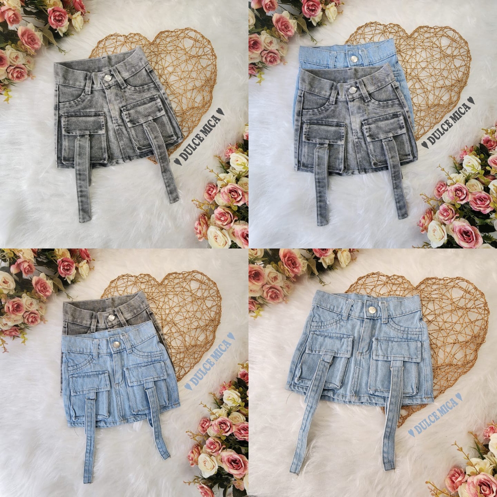 Pollera Cargó Tiras Jeans - Imagen 3