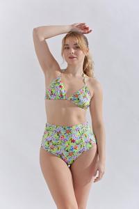 Bikini Triángulo con Culotte Tiro Alto Estampado (41000)