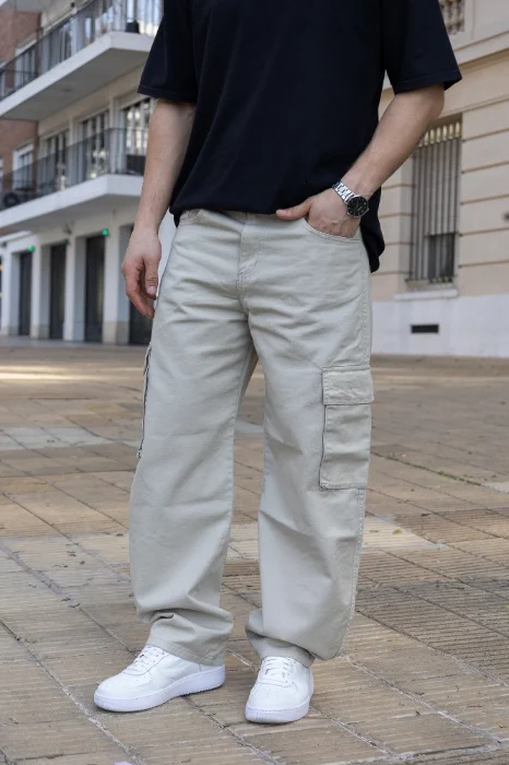 Pantalón Baggy Cargo Beige