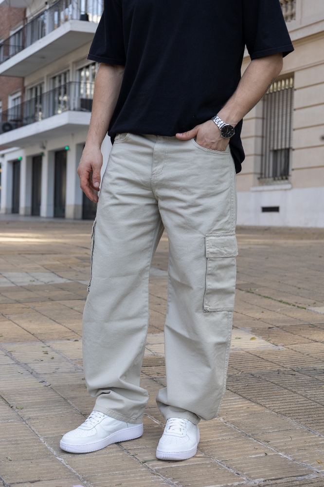 Pantalón Baggy Cargo Beige - Imagen 3