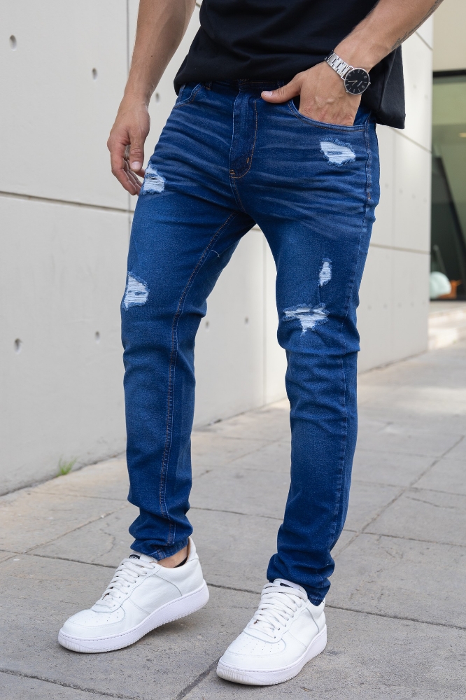 Pantalón Chupin Azul con Roturas.. - Imagen 2