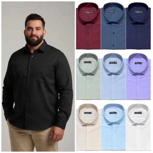 Camisa Liso Rigido T/especial Manga Larga