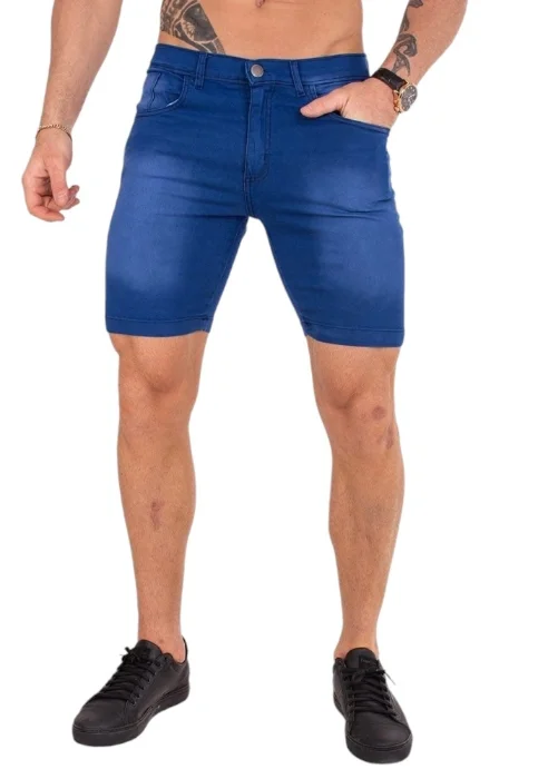 Bermudas Jeans Elaztizadas Celeste Claro