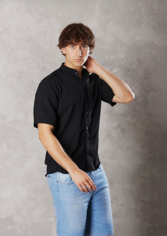 Camisa Lino Mao Manga Corta Blanca - Imagen 3