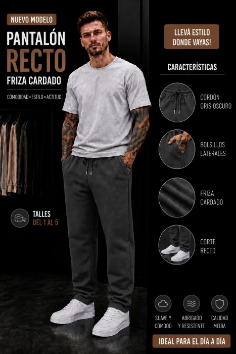 Pantalón Recto Frizado