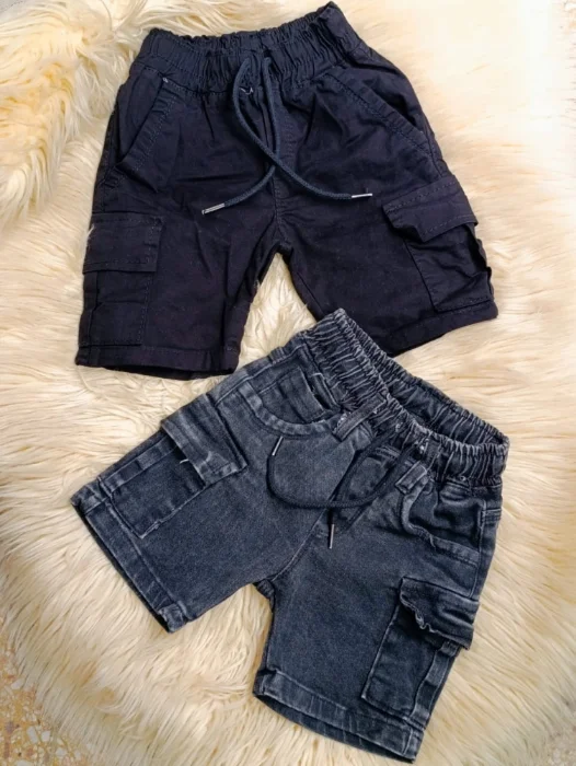 Bermuda Yogger Cargo Negra y Negra Nevado
