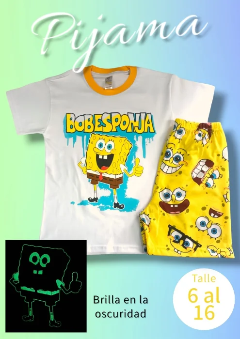 Pijama Bob Esponja con Brillo