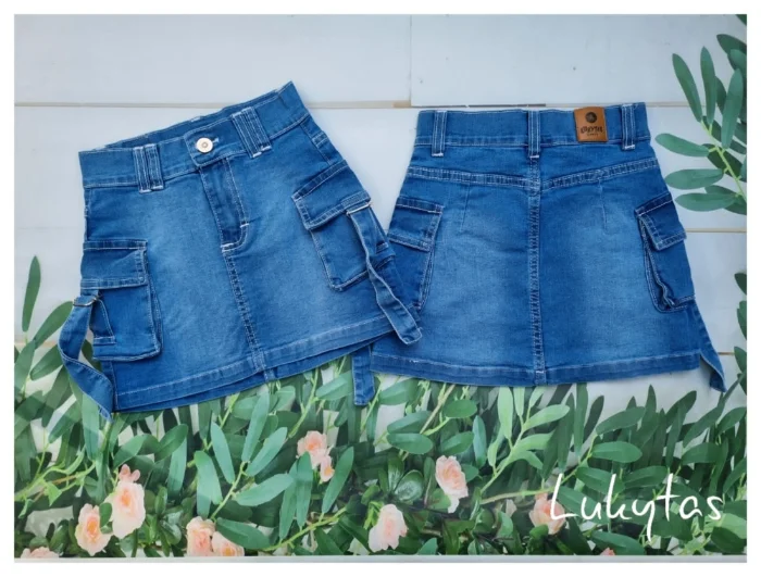 Polleras Cargo Jeans Elastizado Nena