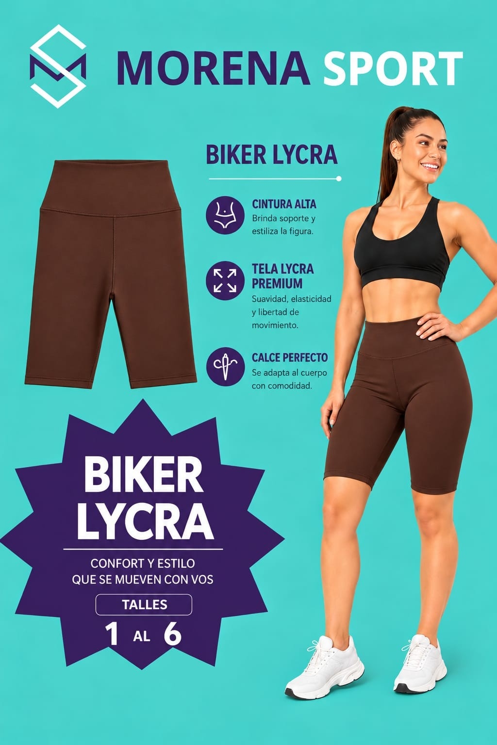 Biker Lycra Liso Negro - Imagen 3