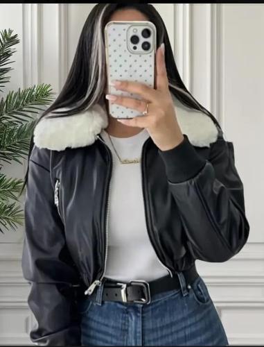 Campera Bomber Cuero Chaqueta Yd Corta Peluche Desmontable la Tienda de Yuyu Lty