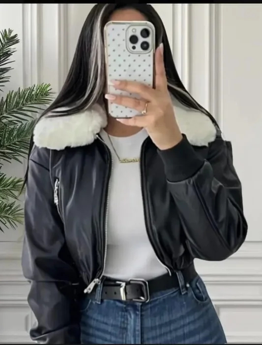 Campera Bomber Cuero Chaqueta Yd Corta Peluche Desmontable la Tienda de Yuyu Lty