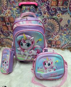 Mochila Carrito Grande 3d de 3 Piezas con 3 Compartimientos para 2d,3er,4to Grado