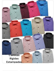 Camisas Estampadas Rígidas Manga Corta