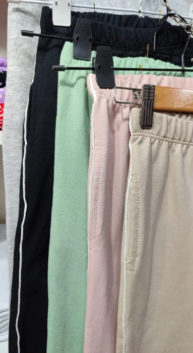 Pantalón Wide Leg con Tira Blanca en Costado Algodón Rustico Peinado