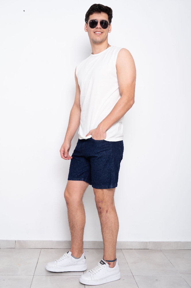 Bermudas Jeans Corte Clásico Rigido Azul - Imagen 2
