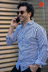 Camisa Elastizada Entallada Rayada Manga Larga - Miniatura 3