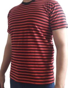 Remera  Roja y Negra Rayada
