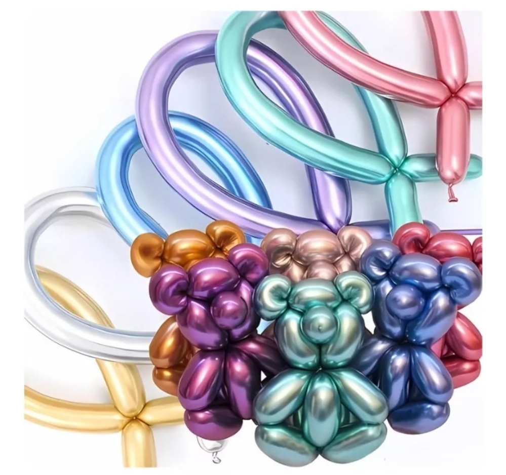 Globos Cromados Largos X 10 - Imagen 1