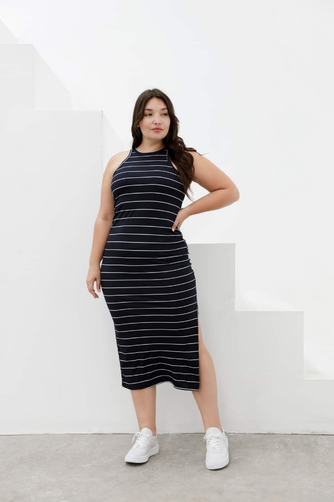Vestido Rayado con Tajo - Imagen 5
