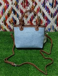 Cartera Morral de Jeans Combinado con Cuero Pu Excelente Calidad - Miniatura 2