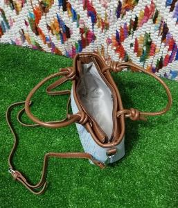 Cartera Morral de Jeans Combinado con Cuero Pu Excelente Calidad - Miniatura 4