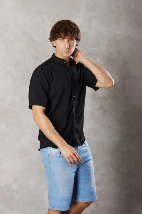 Camisa Manga Corta de Lino Mao - Blanco Negro y Colores