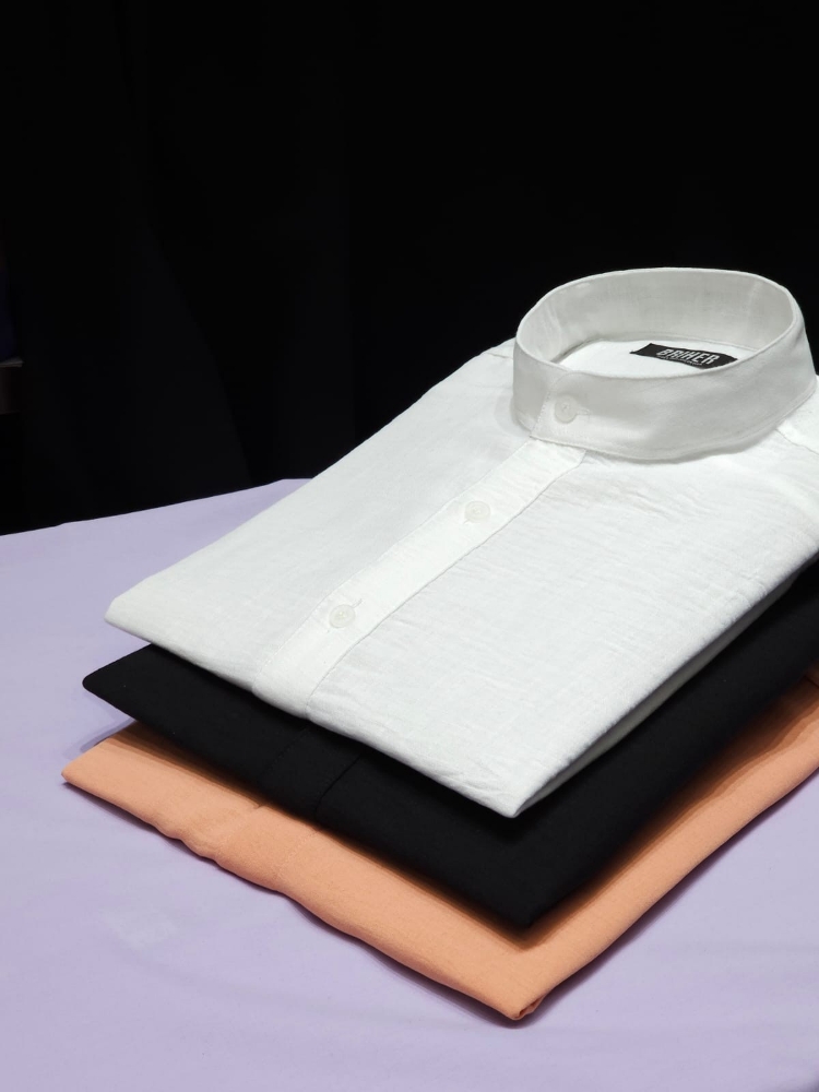 Camisa Manga Corta de Lino Mao - Blanco Negro y Colores - Imagen 4