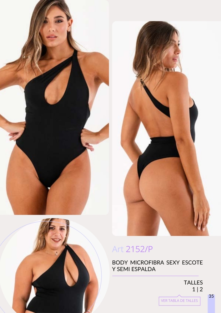Body de Algodón Sexy un Solo Hombro (2152) - Imagen 2
