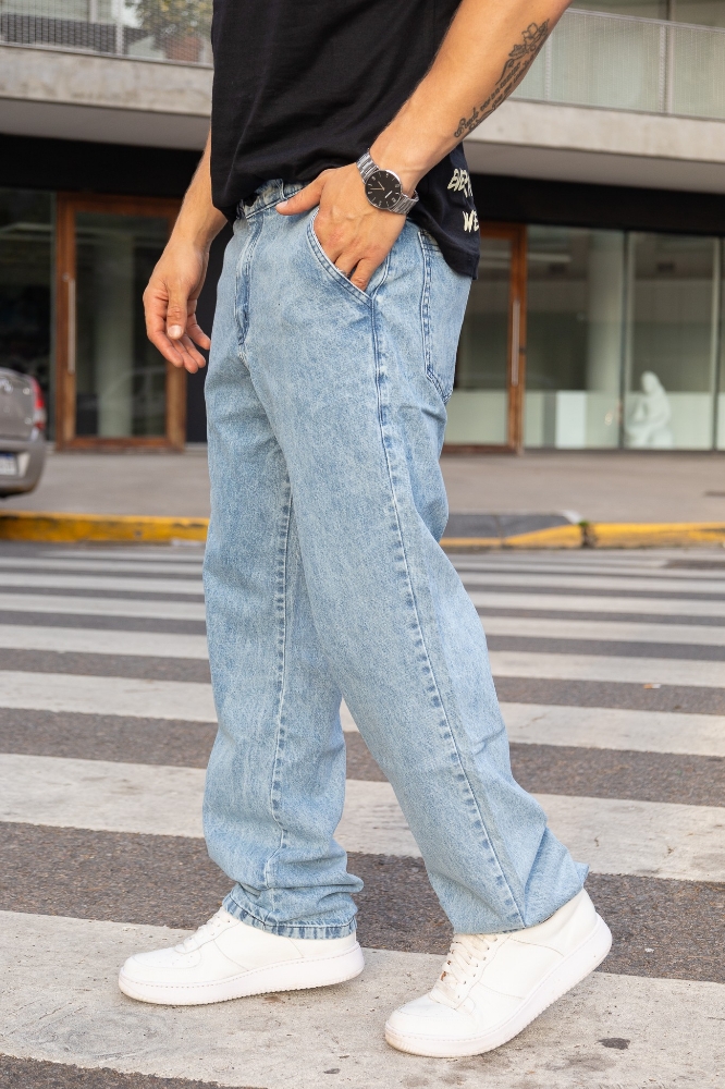 Jeans Baggy Celeste Nevado - Imagen 2