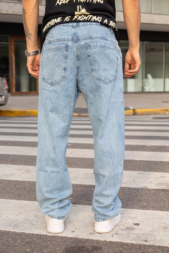 Jeans Baggy Celeste Nevado - Imagen 3