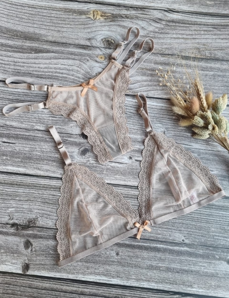 Conjunto Bralette de Tul con Puntilla - Imagen 2