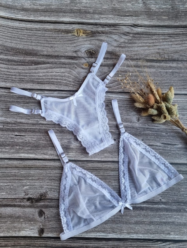Conjunto Bralette de Tul con Puntilla - Imagen 3