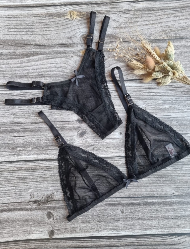 Conjunto Bralette de Tul con Puntilla - Imagen 4