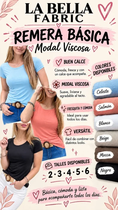 Remera Basica X Talles Modal Viscosa