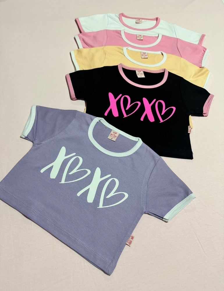 Crop Puperas Xoxo Remeras Cortas  Algodón Peinado Calidad Premium - Imagen 3