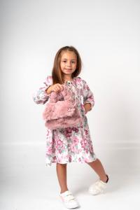 Mini Cartera Peluche Niñas Bolso  Rosa con Solapa Manija Reforzada Moderno Tendencia - Miniatura 3