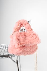 Mini Cartera Peluche Niñas Bolso  Rosa con Solapa Manija Reforzada Moderno Tendencia - Miniatura 4